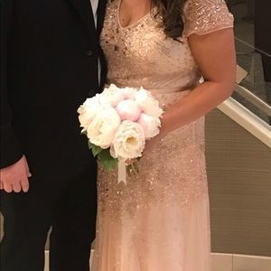 Blush bridesmaid beaded gown